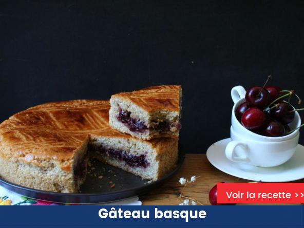Gâteau basque à la confiture de cerises noires